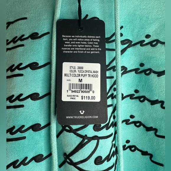 TRUE RELIGION CROP TOP SWEATSHIRT YUCCA CRYSTAL WASH - Picture 3 of 7